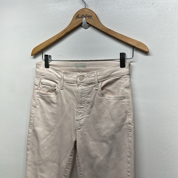 Mother Denim The Insider Flood High Rise Flare Jeans Ivory Play Date Size 27 - Picture 9 of 12